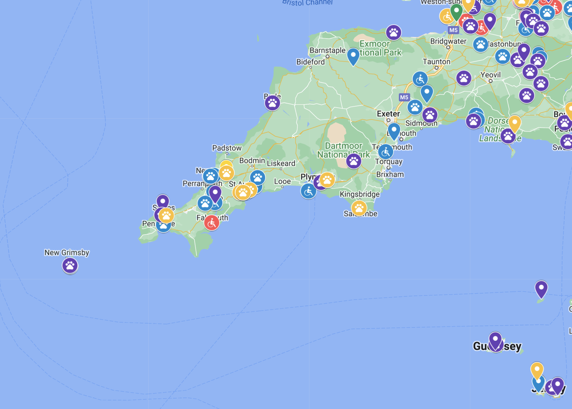 South West England, Channel Islands and Isles of Scilly Map